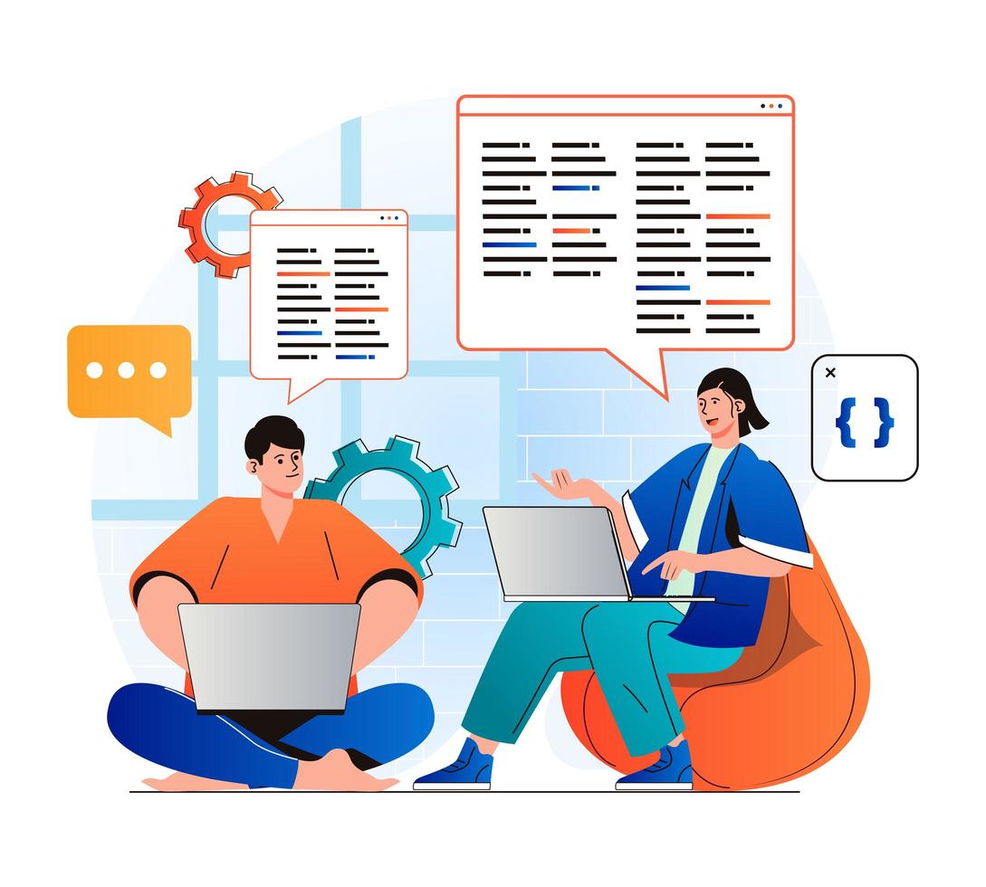 Professional software team collaborating in an office